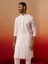 Vastramay Men White Cotton Wave Pattern Jacquard Kurta