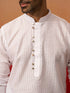 Men's White Wave Pattern Kurta with Pyjama