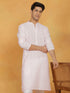 Men's Pink And White Cotton Kurta And Pyjama Set