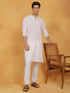Men's Pink And White Cotton Kurta And Pyjama Set