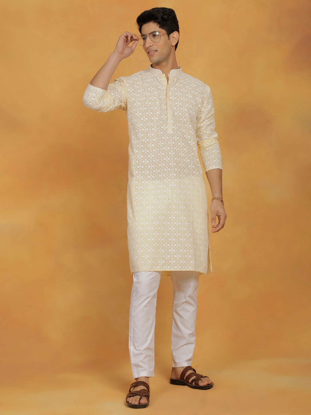 Men's Yellow Cotton Kurta