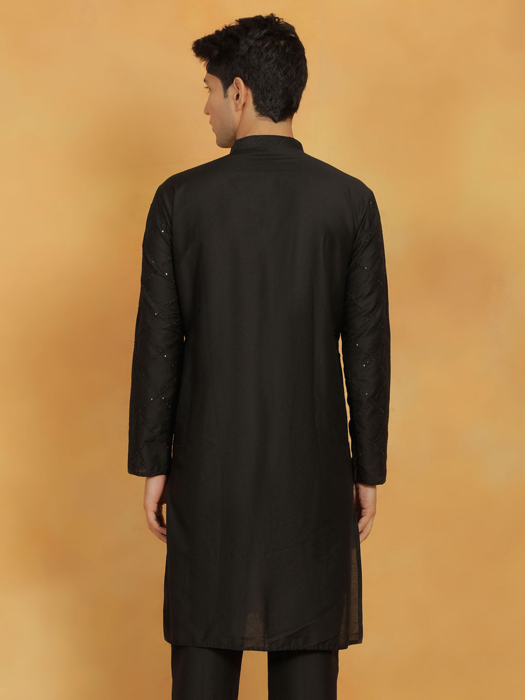 Men's Black Viscose Kurta