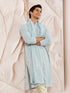 Men's Aqua Chikankari Silk Kurta with Silk Dupatta Set