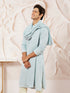 Men's Aqua Chikankari Silk Kurta with Silk Dupatta Set