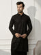 Men Black Rayon Sequin & Thread Embroidered Festive Kurta