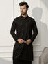 Men Black Rayon Sequin & Thread Embroidered Festive Kurta