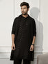 Men's Black Chikankari Silk Kurta with Silk Dupatta Set