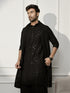Men's Black Chikankari Silk Kurta with Silk Dupatta Set