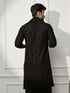 Men's Black Chikankari Silk Kurta with Silk Dupatta Set