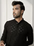 Men's Complete Black Chikankari Embroidered Kurta & Patiala