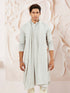 Men's Grey Chikankari Silk Kurta with Silk Dupatta Set
