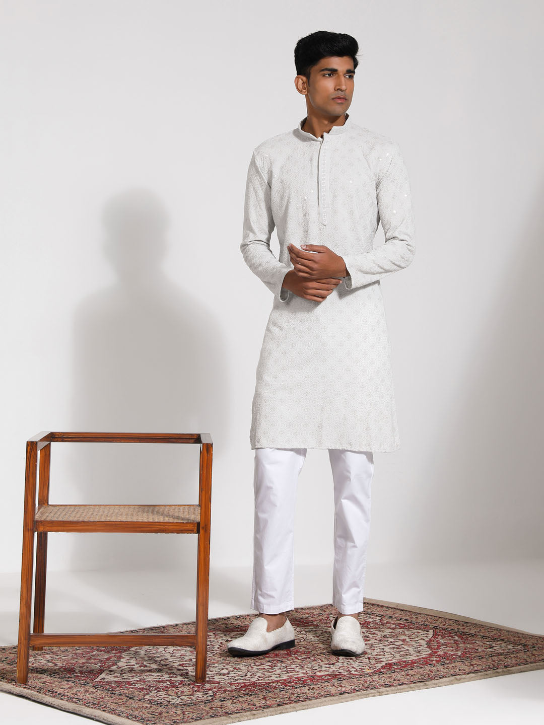 Men's Grey Rayon Kurta And Pyjama Set