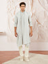 Men's Grey Rayon Kurta Pyjama And Dupatta Set