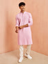 Men's Onion Chikankari Kurta with Cream Pant Set