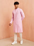 Men's Onion Chikankari Kurta with Cream Pant Set