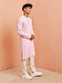 Men's Pink Chikankari Kurta with Cream Pant Set
