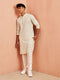 Men's Pista Green Chikankari Kurta with Cream Pant Set