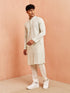 Men's Pista Green Chikankari Kurta with Cream Pant Set