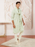 Men's Pista Green Rayon Kurta Pyjama And Dupatta Set