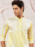 Men's Yellow Viscose Kurta Pyjama And Dupatta Set