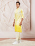 Men's Yellow Viscose Kurta Pyjama And Dupatta Set
