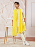 Men's Yellow Viscose Kurta Pyjama And Dupatta Set