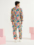 Men's Multicolour Crepe Kurta And Pyjama Set