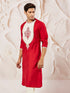 Men's Red Viscose Kurta