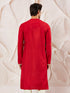 Men's Red Viscose Kurta