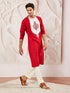 Men's Red Viscose Kurta