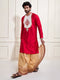 Men's Red Viscose Kurta And Dhoti Set
