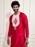 Men's Red Viscose Kurta And Dhoti Set