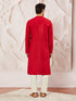 Men's Red Viscose Kurta And Pyjama Set