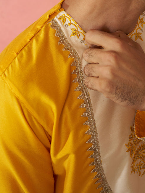 Men's Yellow Viscose Kurta