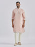 Men's Peach Silk Blend Kurta And Pyjama Set.