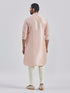 Men's Peach Silk Blend Kurta And Pyjama Set.