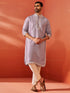 Men's Purple Silk Blend Kurta And Pyjama Set.