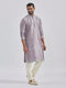 Men's Purple Silk Blend Kurta And Pyjama Set.