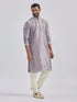 Men's Purple Silk Blend Kurta And Pyjama Set.