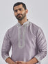 Men's Purple Silk Blend Kurta And Pyjama Set.