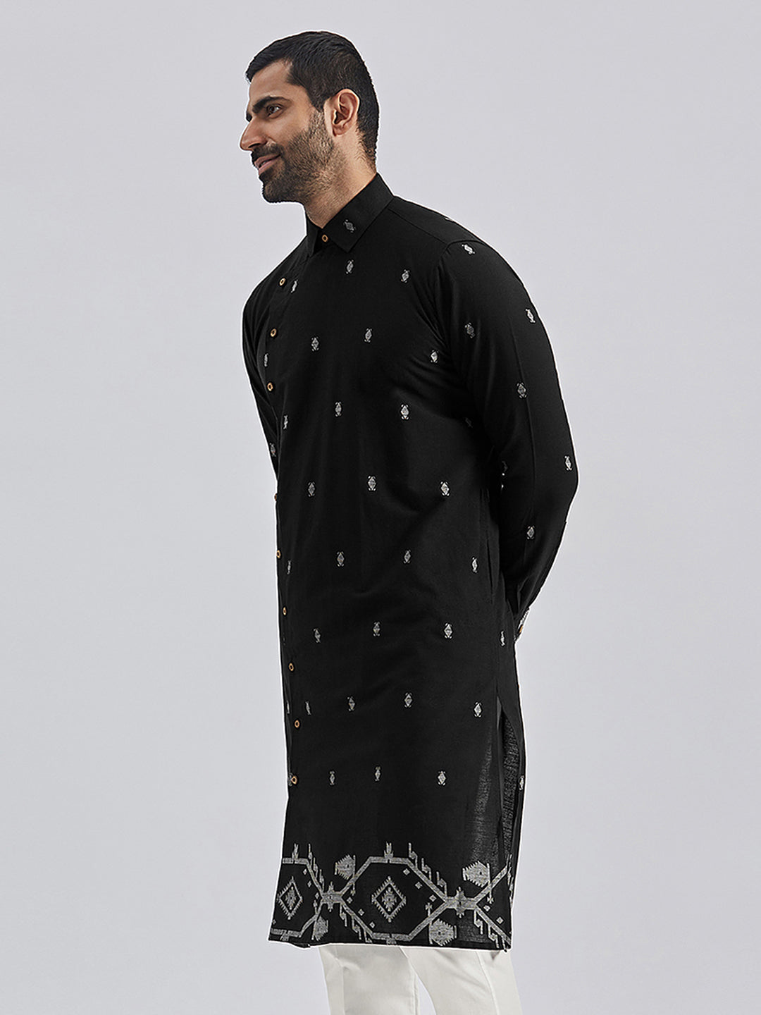 Men's Black Cotton Kurta