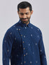 Men's Navy Blue Cotton Kurta