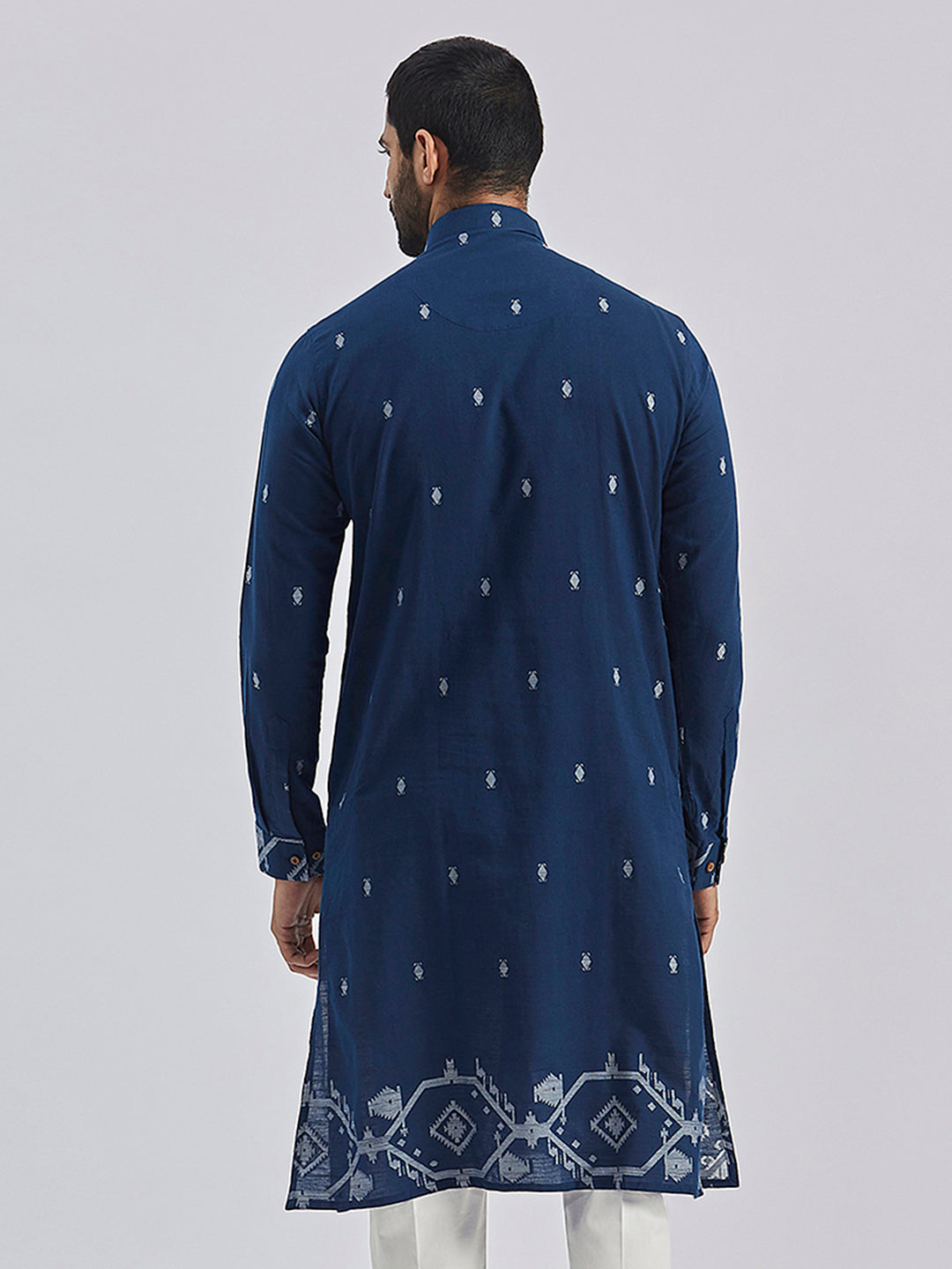 Men's Navy Blue Cotton Kurta