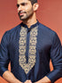 Men's Navy Blue Viscose Kurta And Pyjama Set