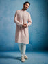 Men's Pink Georgette Jacquard Thread Work Kurta Set