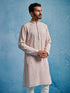 Men's Pink Georgette Ethnic Motiff Thigh Length Kurta