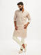 Men's Beige Georgette Embroidered Kurta Pant Set