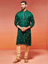 Men's Bottle Green Silk Blend Kurta And Pyjama Set
