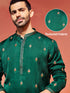 Men's Bottle Green Silk Blend Kurta And Pyjama Set