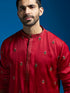 Men's Maroon Silk Blend Kurta And Pyjama Set